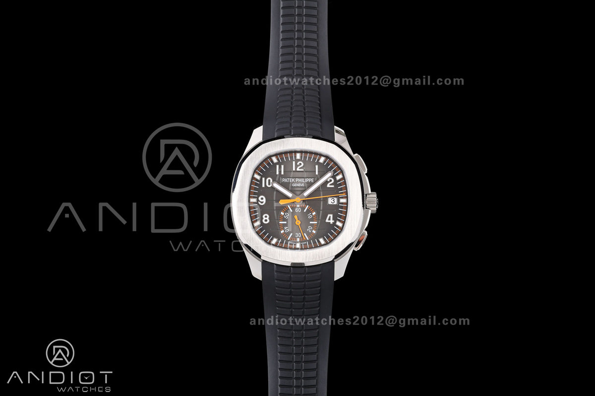 Aquanaut 5968 SS DDF 1:1 Best Edition Gray Dial on Black Rubber Strap A520